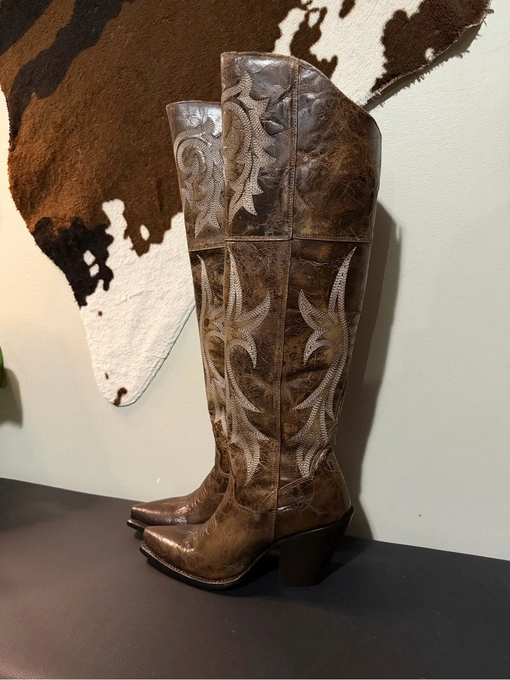 NWT!!! DAN POST WOMEN'S JILTED KNEE HIGH WESTERN BOOTS
